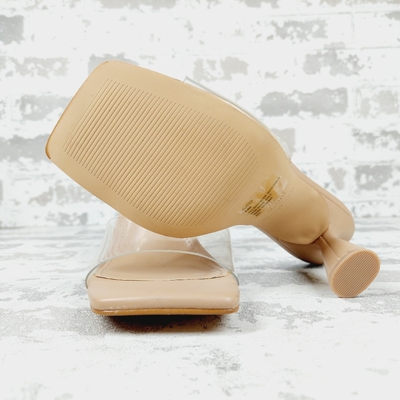 New Steve Madden Elated  Square Toe Clear Slip On Slide Sandals D172 - Picture 9 of 11